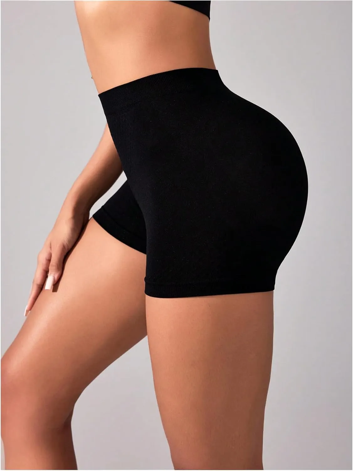 Women's Leopard Print High Waisted Sports Biker Shorts Tummy Control Stretchy Shorts