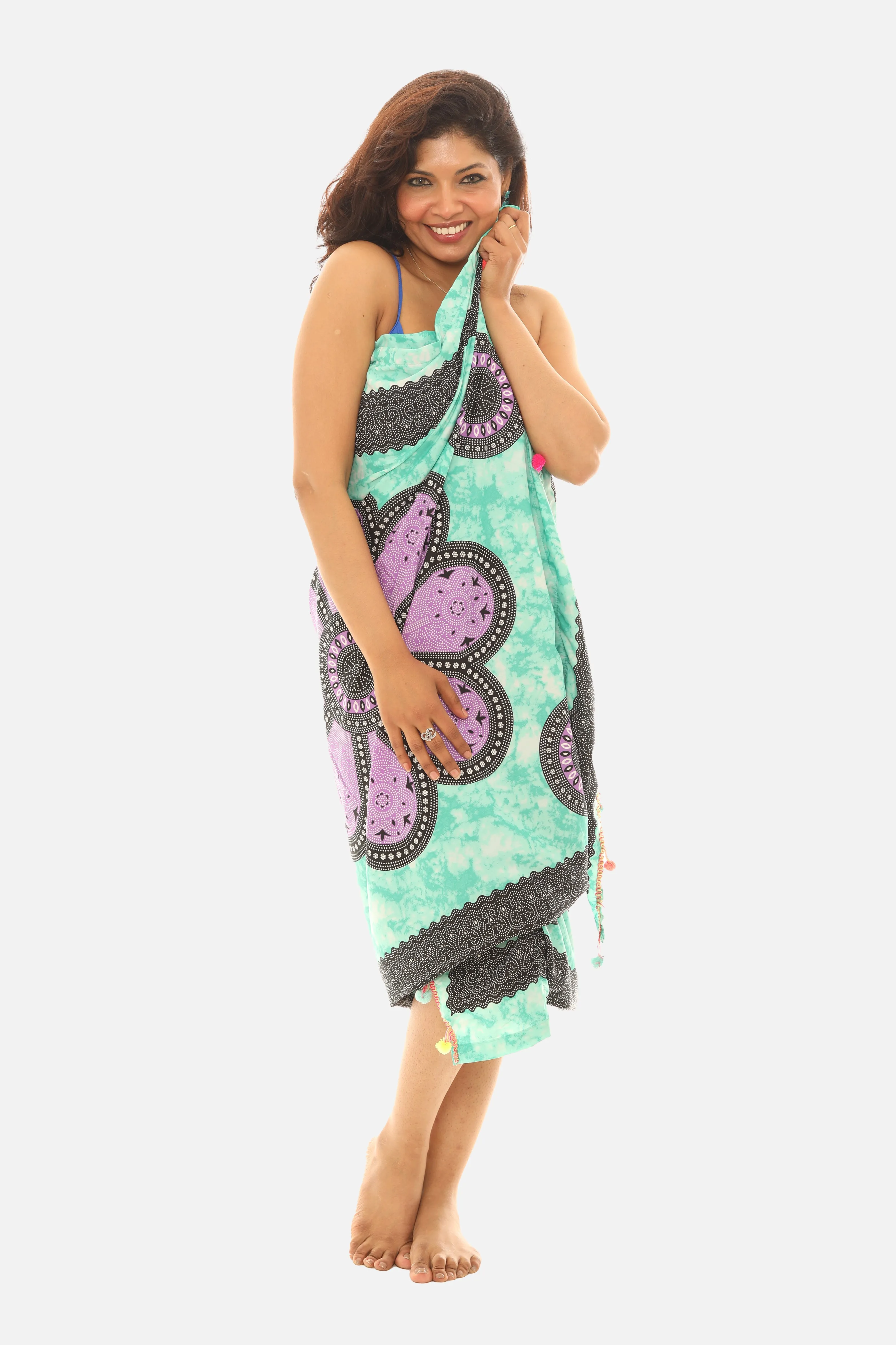 Women's Polyester Printed Sarong With Soft Towel Lining
