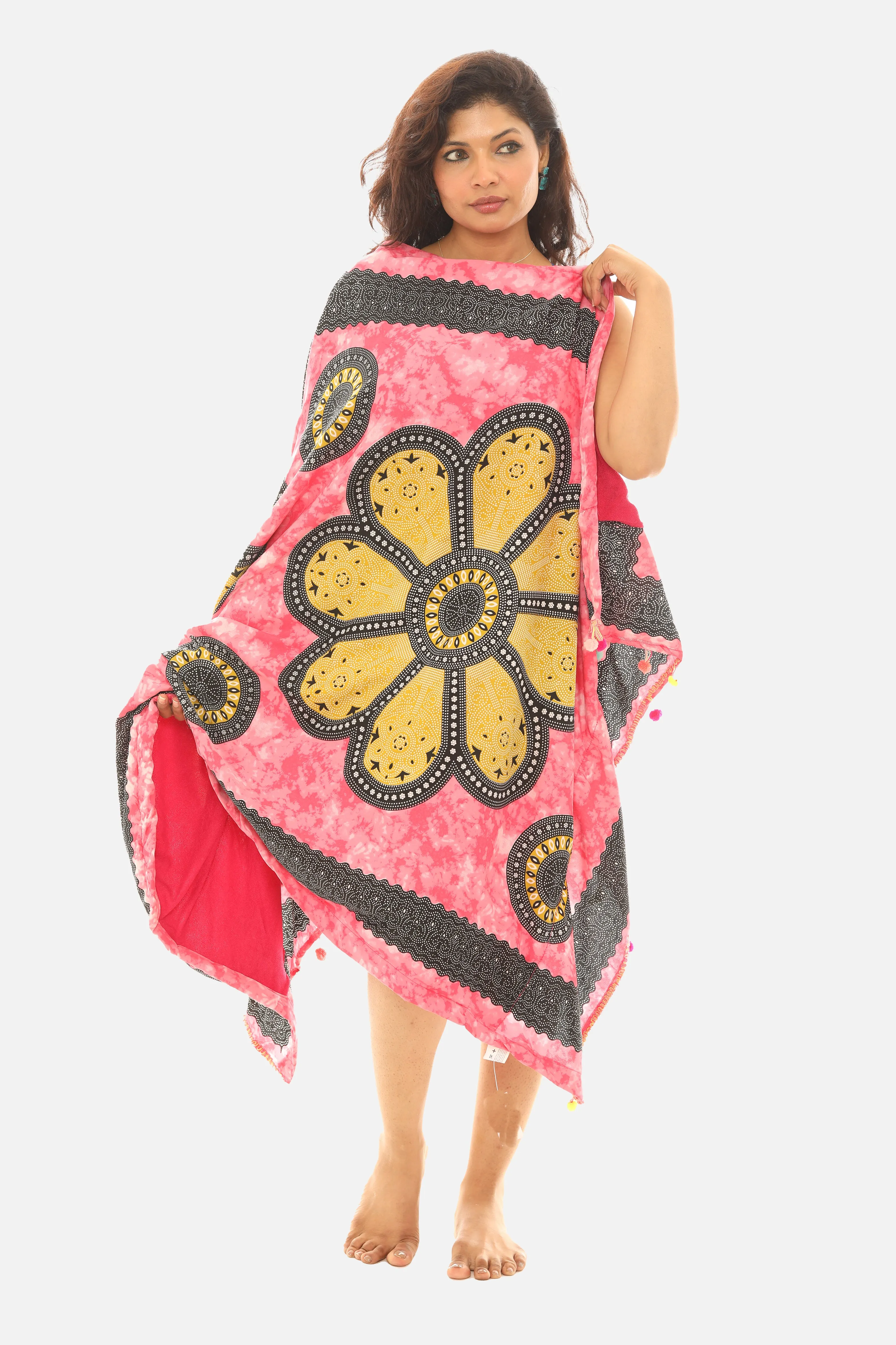 Women's Polyester Printed Sarong With Soft Towel Lining