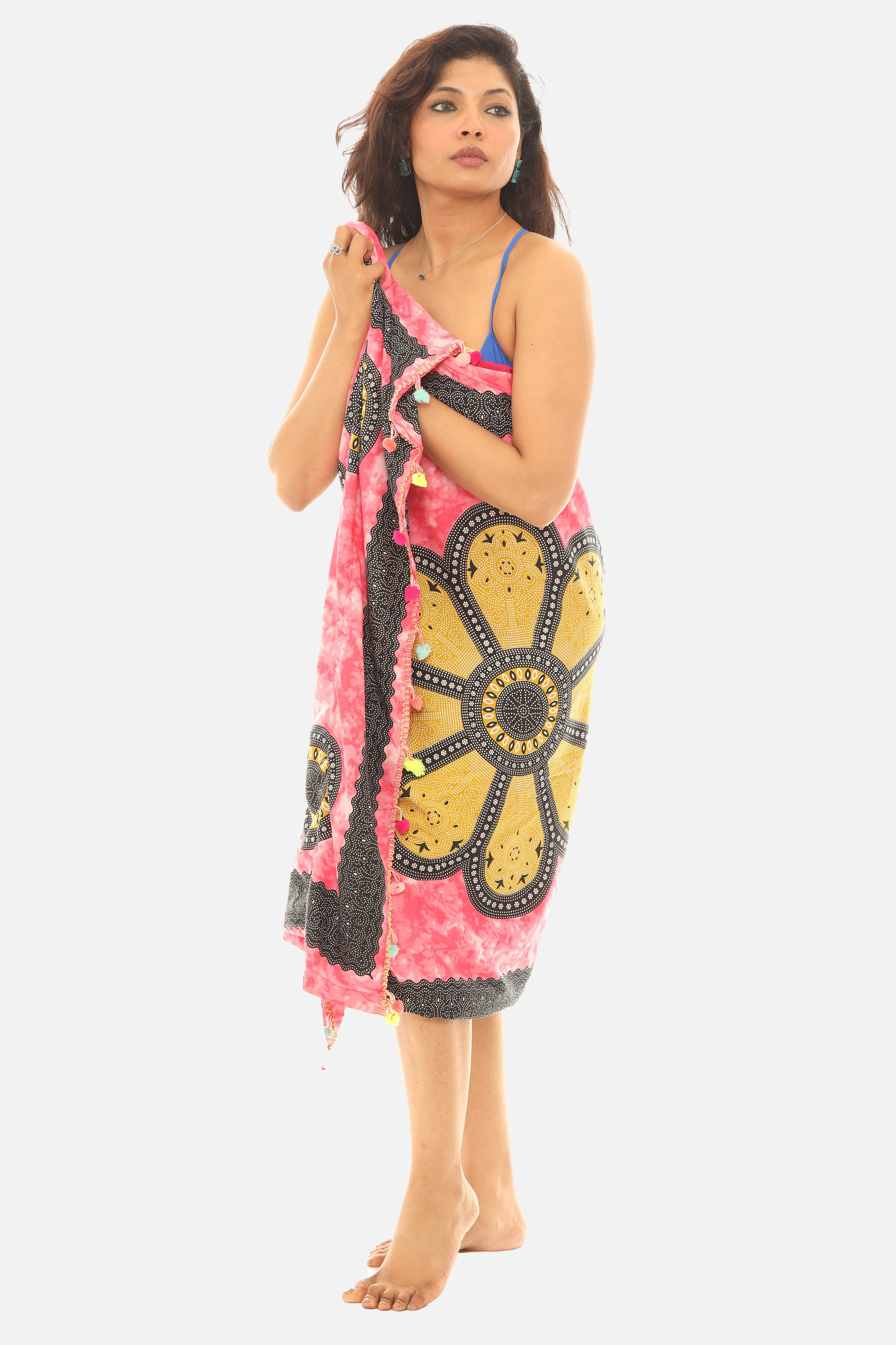 Women's Polyester Printed Sarong With Soft Towel Lining