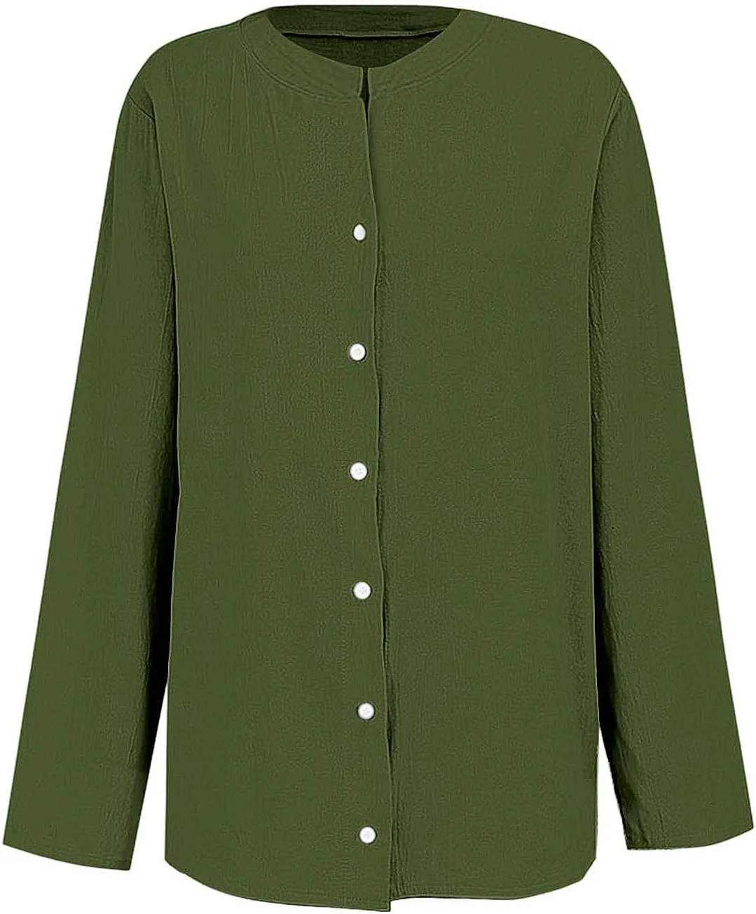 Women's Solid Collared Linen Shirts - 2025 Lightweight Summer Beach Tops, Long Sleeve Boho Button Down Casual Blouses