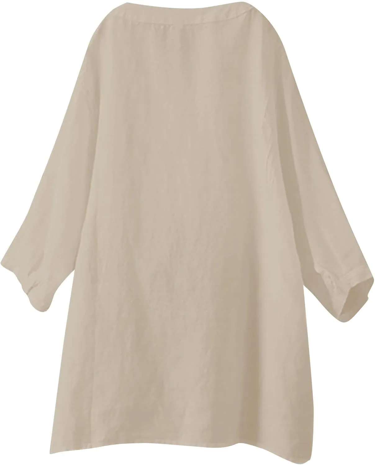 Women's Solid V-Neck Linen Shirt - 2025 Lightweight Summer Beach Top, Short Sleeve Boho Button Front Casual Blouse