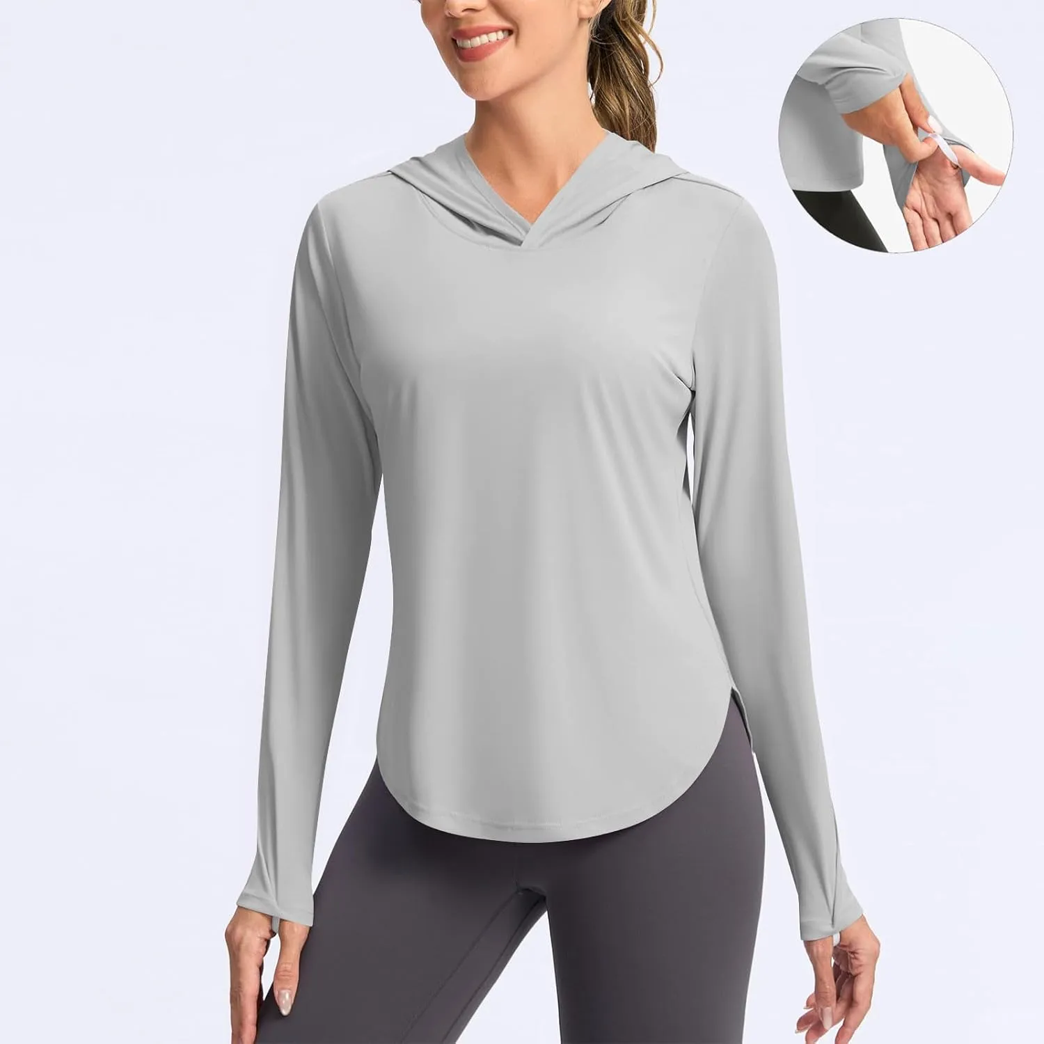 Women's Sun Protection Hoodie UPF 50  Fishing Hiking Shirt Long Sleeve SPF Shirts Lightweight Cooling Rash Guard Tees